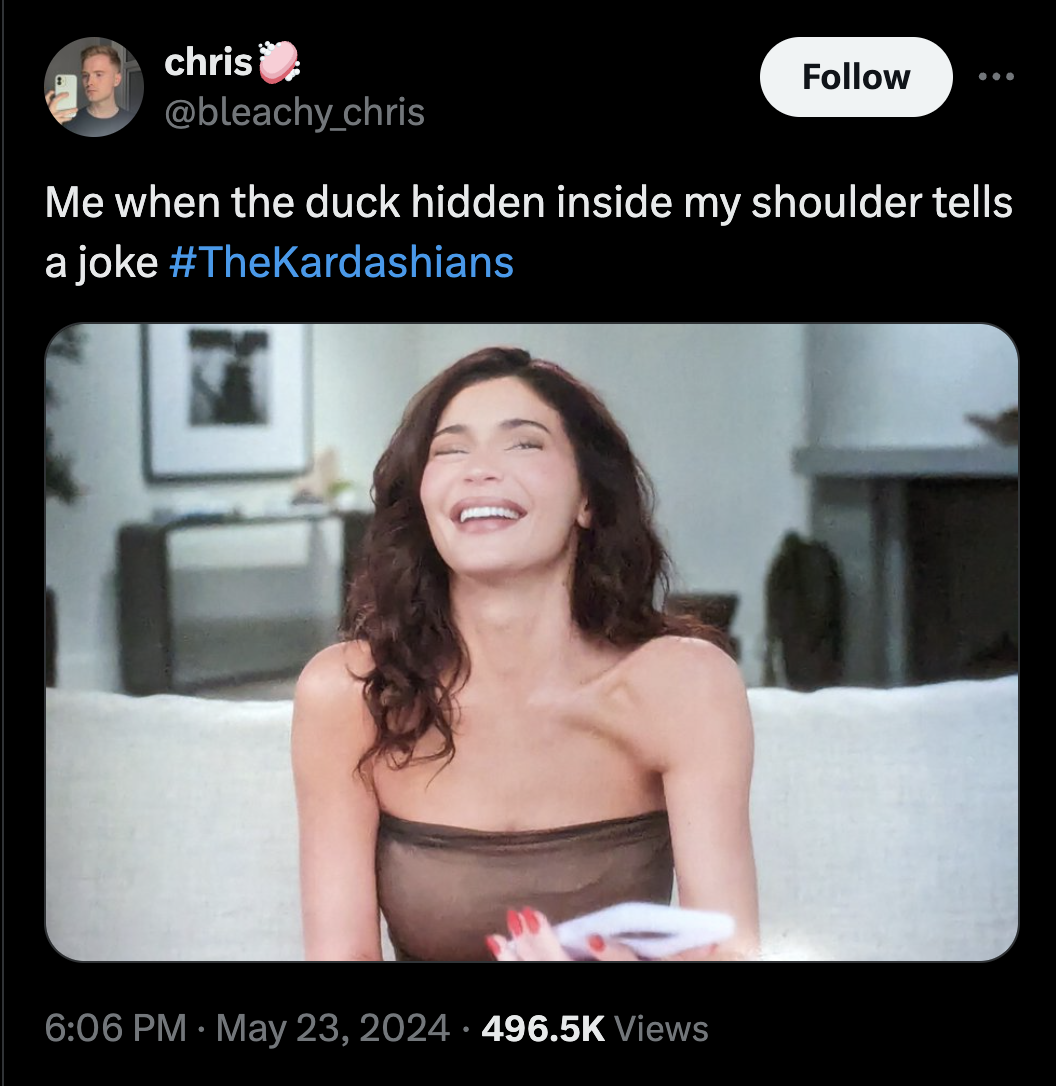 photo caption - chris Me when the duck hidden inside my shoulder tells a joke Views